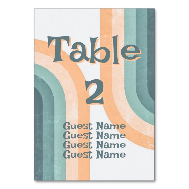 Tarjeta De Mesa boda del arcoiris de los años 70 (Reverso)