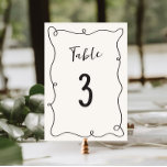 Tarjeta De Mesa Boda del bastidor de la maniobra manual<br><div class="desc">Celebre con estilo con nuestro original y divertido número de mesa boda con un marco de acequia dibujado a mano y un guión manuscrito informal en un esquema de color neutro de gris oscuro en crudo.</div>