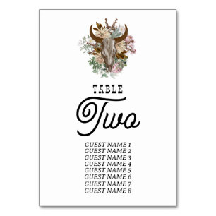 Tarjeta De Mesa Boda del Boho Boho Cow Skull del País Occidental