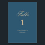 Tarjeta De Mesa Boda del Boho floral de oro de la Marina<br><div class="desc">Número de tabla del Boda del Boho floral de oro de la Marina</div>