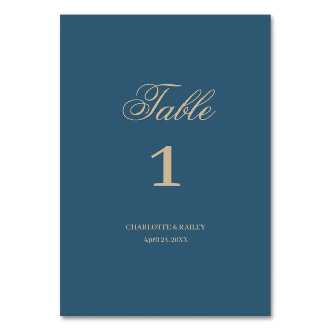 Tarjeta De Mesa Boda del Boho floral de oro de la Marina (Anverso)