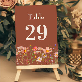 Tarjeta De Mesa Boda del Boho Rustic Wildflower Floral Burnt Naran