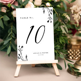 Tarjeta De Mesa Boda del Boho Rústico White & Black Wildflowers