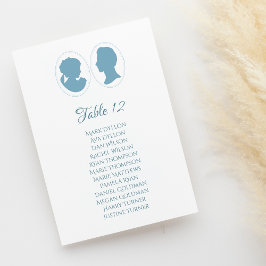 Tarjeta De Mesa Boda del Cameo Azul de Regencia Clásica