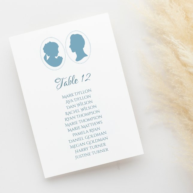 Tarjeta De Mesa Boda del Cameo Azul de Regencia Clásica (Subido por el creador)
