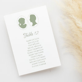 Tarjeta De Mesa Boda del Cameo Verde de Regencia Clásica