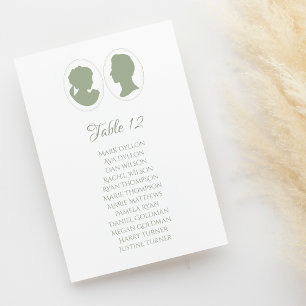 Tarjeta De Mesa Boda del Cameo Verde de Regencia Clásica
