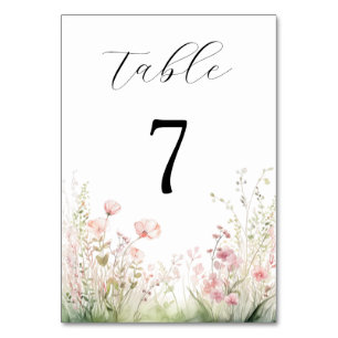Tarjeta De Mesa Boda del campo de las flores silvestres de Pastel