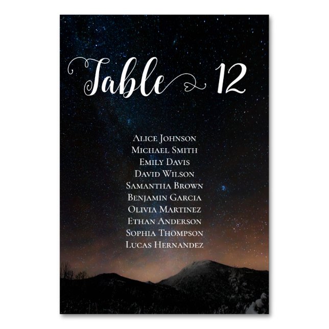 Tarjeta De Mesa Boda del cielo nocturno bajo las estrellas (Anverso)