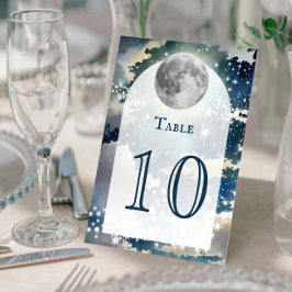 Tarjeta De Mesa Boda del cielo nocturno lunar