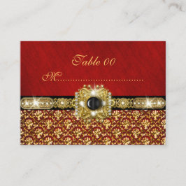 Tarjeta De Mesa Boda del damasco rojo de oro negro "número de mesa