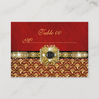 Tarjeta De Mesa Boda del damasco rojo de oro negro "número de mesa