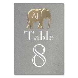 Tarjeta De Mesa Boda del Elefante de Plata y Oro