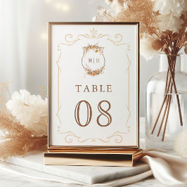 Tarjeta De Mesa Boda del Escudo de Flor Silvestre Otoño otoño