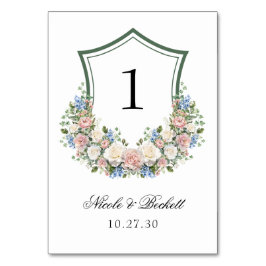 Tarjeta De Mesa Boda del Escudo Dusty Blue Floral