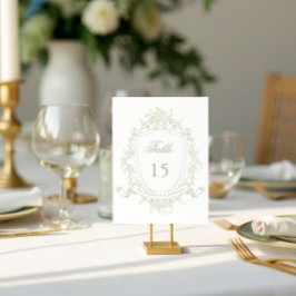 Tarjeta De Mesa Boda del Escudo Floral Clásico Número de tabla
