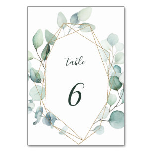 Tarjeta De Mesa Boda del follaje de la vegetación geométrica de or