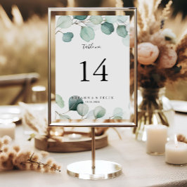 Tarjeta De Mesa Boda del follaje verde del eucalipto del verano