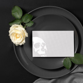 Tarjeta De Mesa Boda del Gótico del cráneo blanco gris claro