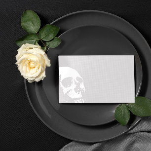 Tarjeta De Mesa Boda del Gótico del cráneo blanco gris claro