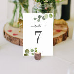 Tarjeta De Mesa Boda del gráfico de asientos de eucalipto de guión<br><div class="desc">Tarjeta de mesa Boda de la tabla de asientos rústicos de Eucalyptus con letra manual.</div>