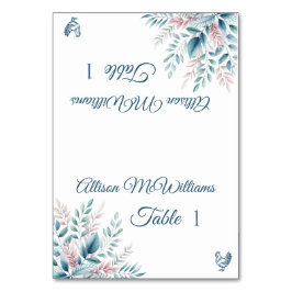 Tarjeta De Mesa Boda del ícono botánico-avícola del Pastel