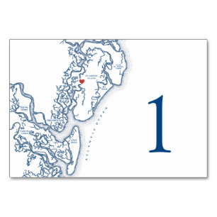 Tarjeta De Mesa Boda del mapa de las Islas de Oro de Georgia Elega