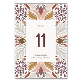 Tarjeta De Mesa Boda del marco del borde botánico de Boho Folk