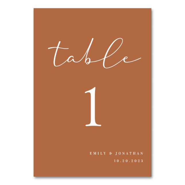 Tarjeta De Mesa Boda del Naranja Quemado de Boho Fall (Anverso)