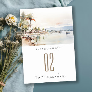 Tarjeta De Mesa Boda del paisaje acuático de Montego Bay Jamaica