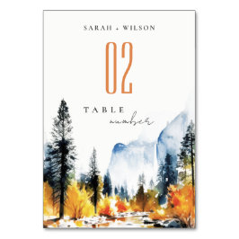 Tarjeta De Mesa Boda del paisaje de invierno de Mountain River Fal