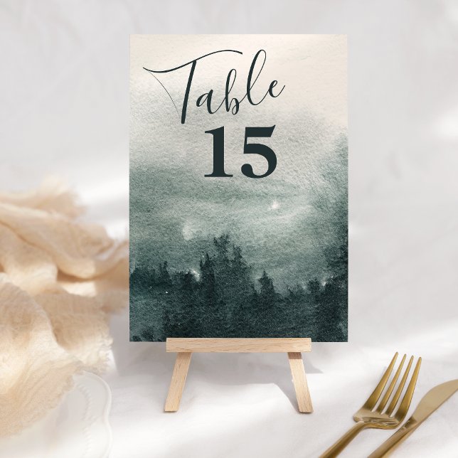 Tarjeta De Mesa Boda del paisaje de la selva acuarela abstracta (Subido por el creador)