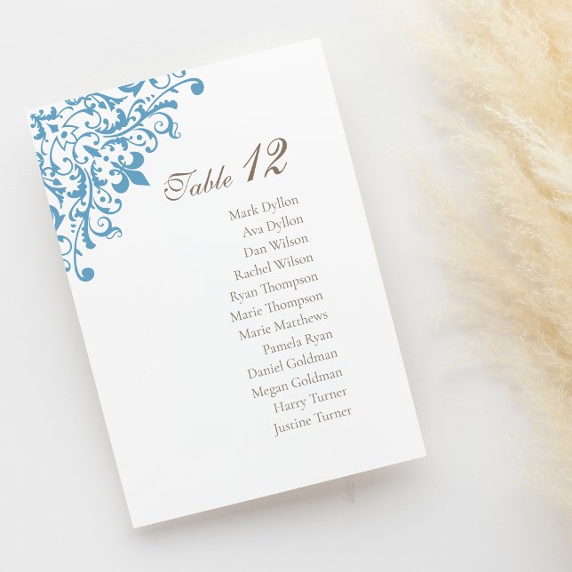 Tarjeta De Mesa Boda del patrón Regency French Blue Fleur de Lis (Subido por el creador)