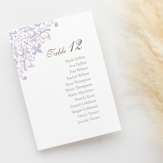 Tarjeta De Mesa Boda del patrón Regency Purple Fleur de Lis (Subido por el creador)