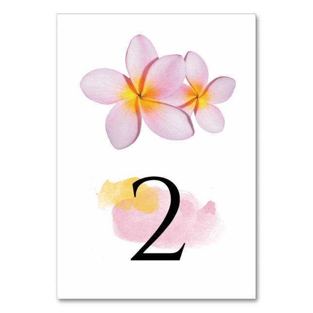 Tarjeta De Mesa Boda del Plumeria Frangipani Tropical (Anverso)