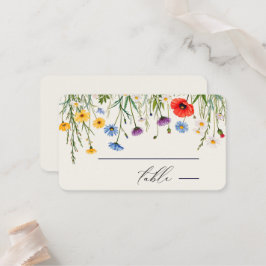 Tarjeta De Mesa Boda del prado de flor salvaje de primavera