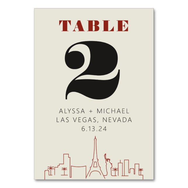 Tarjeta De Mesa Boda del Skyline Casino Las vegas (Anverso)