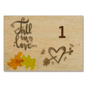 Tarjeta De Mesa Boda del tema otoño en el amor