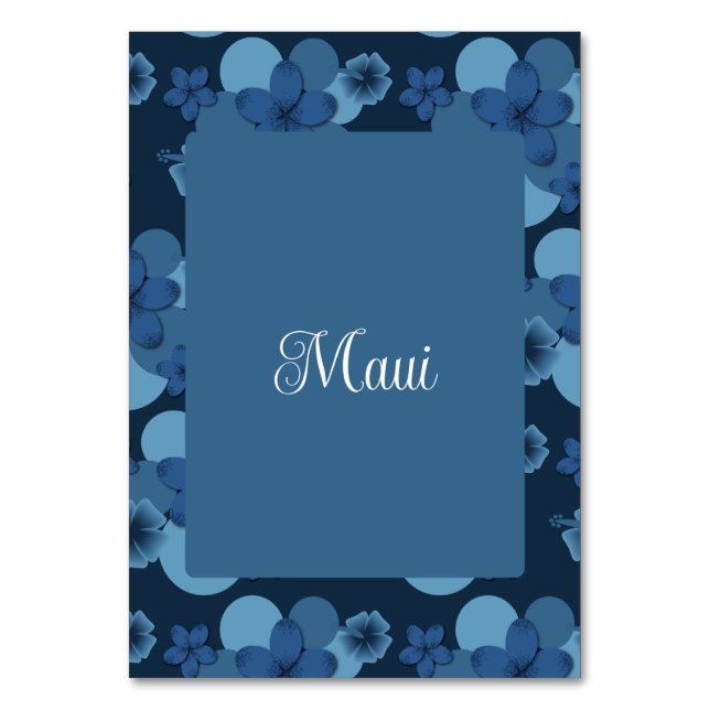 Tarjeta De Mesa Boda del tema tropical de la marina azul número de (Anverso)