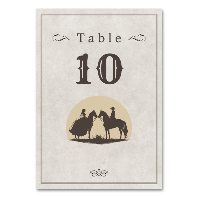 Tarjeta De Mesa Boda del vaquero salvaje del oeste (Reverso)