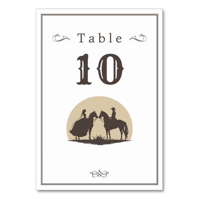 Tarjeta De Mesa Boda del vaquero salvaje del oeste (Reverso)