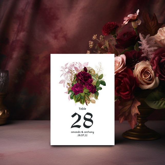 Tarjeta De Mesa Boda Desgastada Blush Burgundy Oro (Subido por el creador)