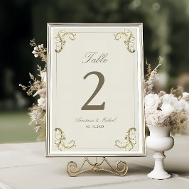 Tarjeta De Mesa Boda dorada barroca vintage