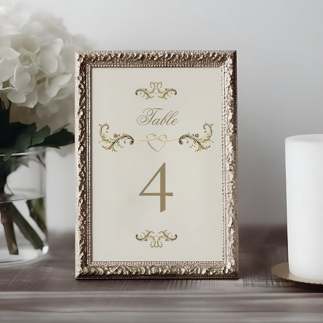Tarjeta De Mesa Boda Dorada Vintage Barroca (Subido por el creador)