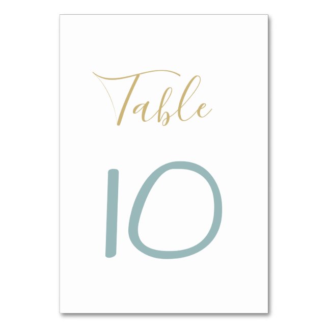 Tarjeta De Mesa Boda dorado y azul turbio (Anverso)