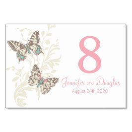Tarjeta De Mesa Boda dos mariposas gráficas nombre y fecha