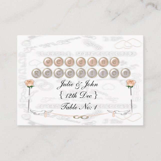 Tarjeta De Mesa Boda Doves (Anverso)