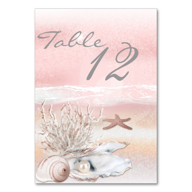 Tarjeta de mesa Boda Dream Shore Beach Peach (Reverso)