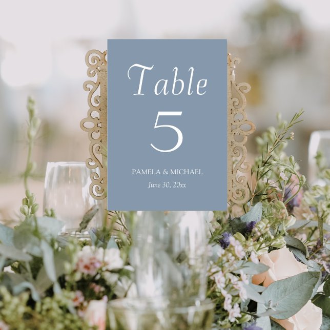 Tarjeta De Mesa Boda Dusty Blue Simple Style (In Situ Wedding)