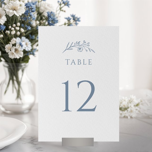 Tarjeta De Mesa Boda Dusty Blue Wildflower (Subido por el creador)